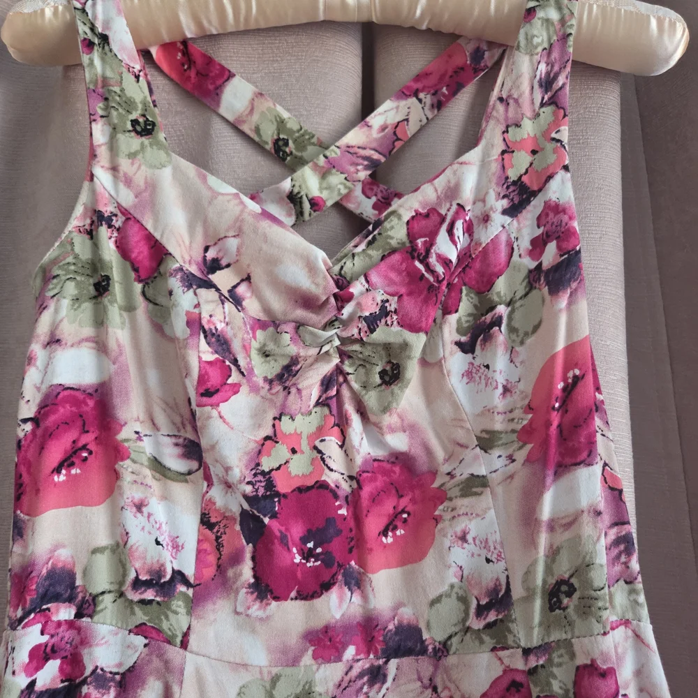 Floral Pink Fit and Flare Dress - Picture 6 of 8